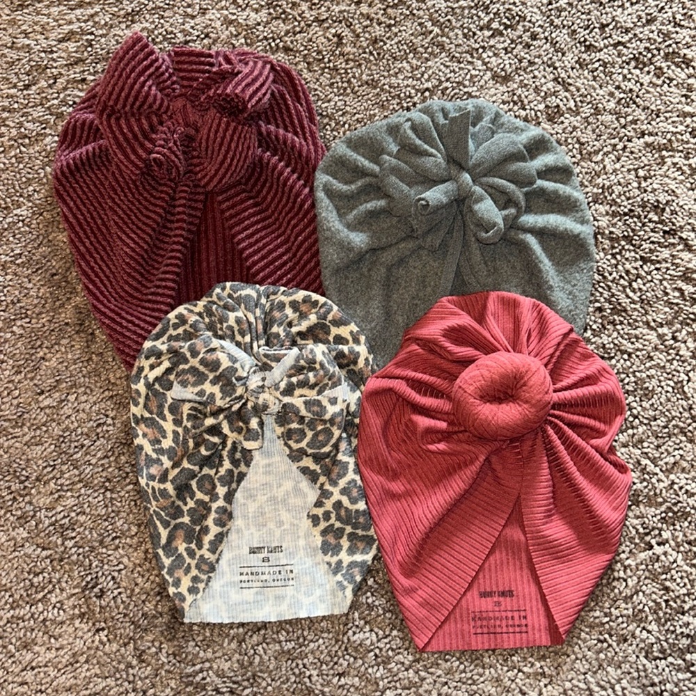 Bunny Knots size small 6-12m baby turban hats